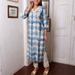 Blue White Cutwork Neck Long Kurta