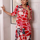 Cream Red Rayon Abstract Printed Dress