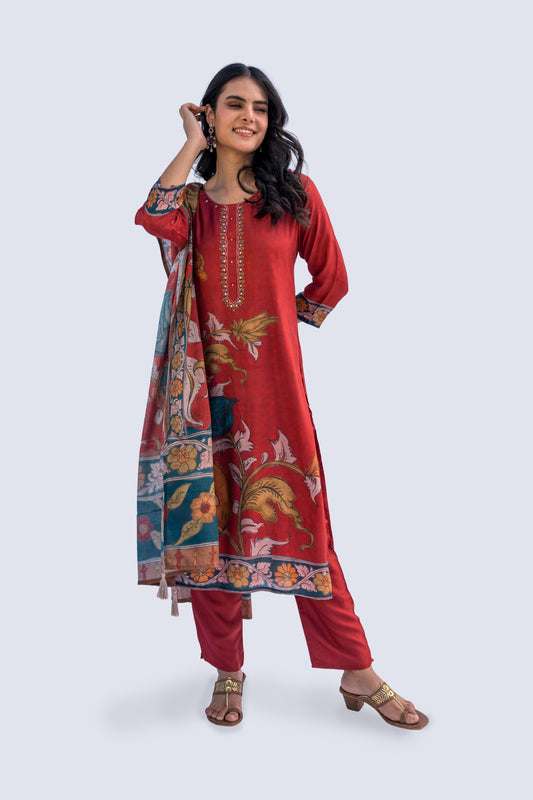 Floral Jari Embroiderey Yoke
