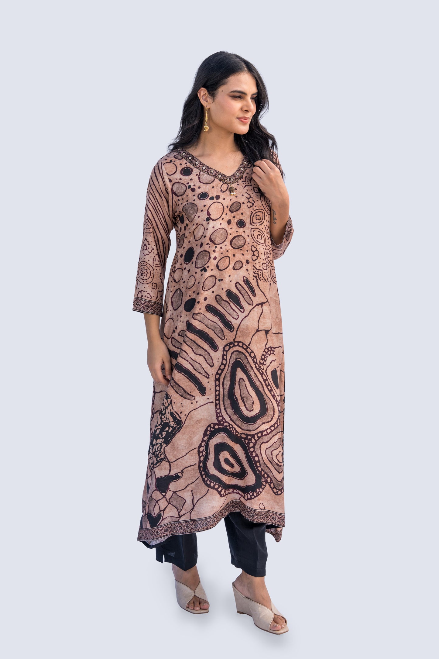 Side Drop Printed Kurta