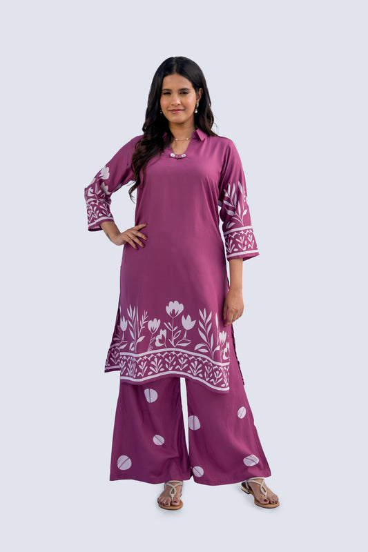 Polka Palazzo Floral Kurta