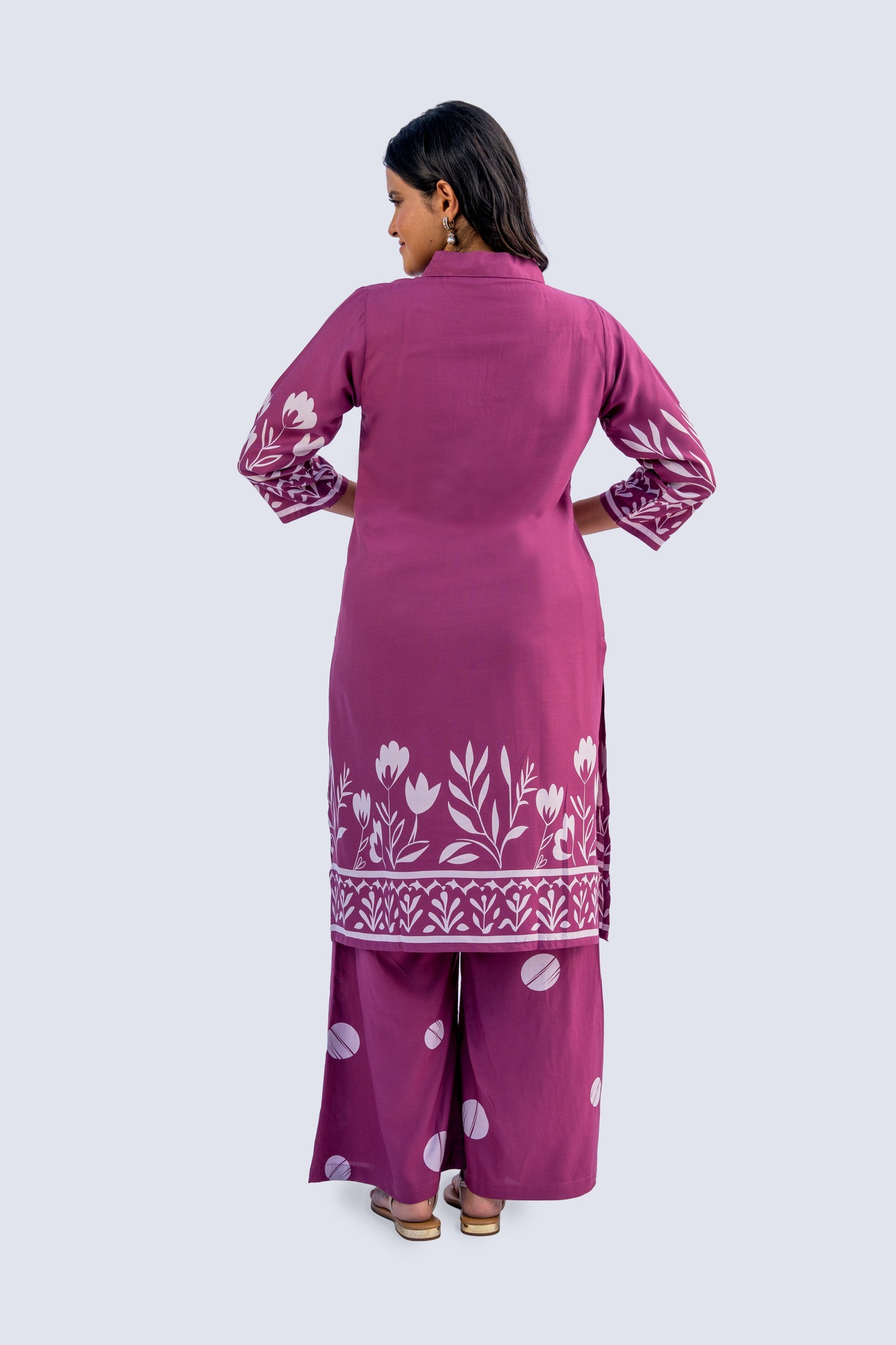 Polka Palazzo Floral Kurta