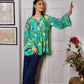 Green Muslin Printed Short Kurti