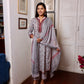 Grey Maroon Block Printed Ethnic Suit