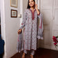 Grey Maroon Block Printed Ethnic Suit