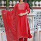 Red Rayon Ethnic Suit Set