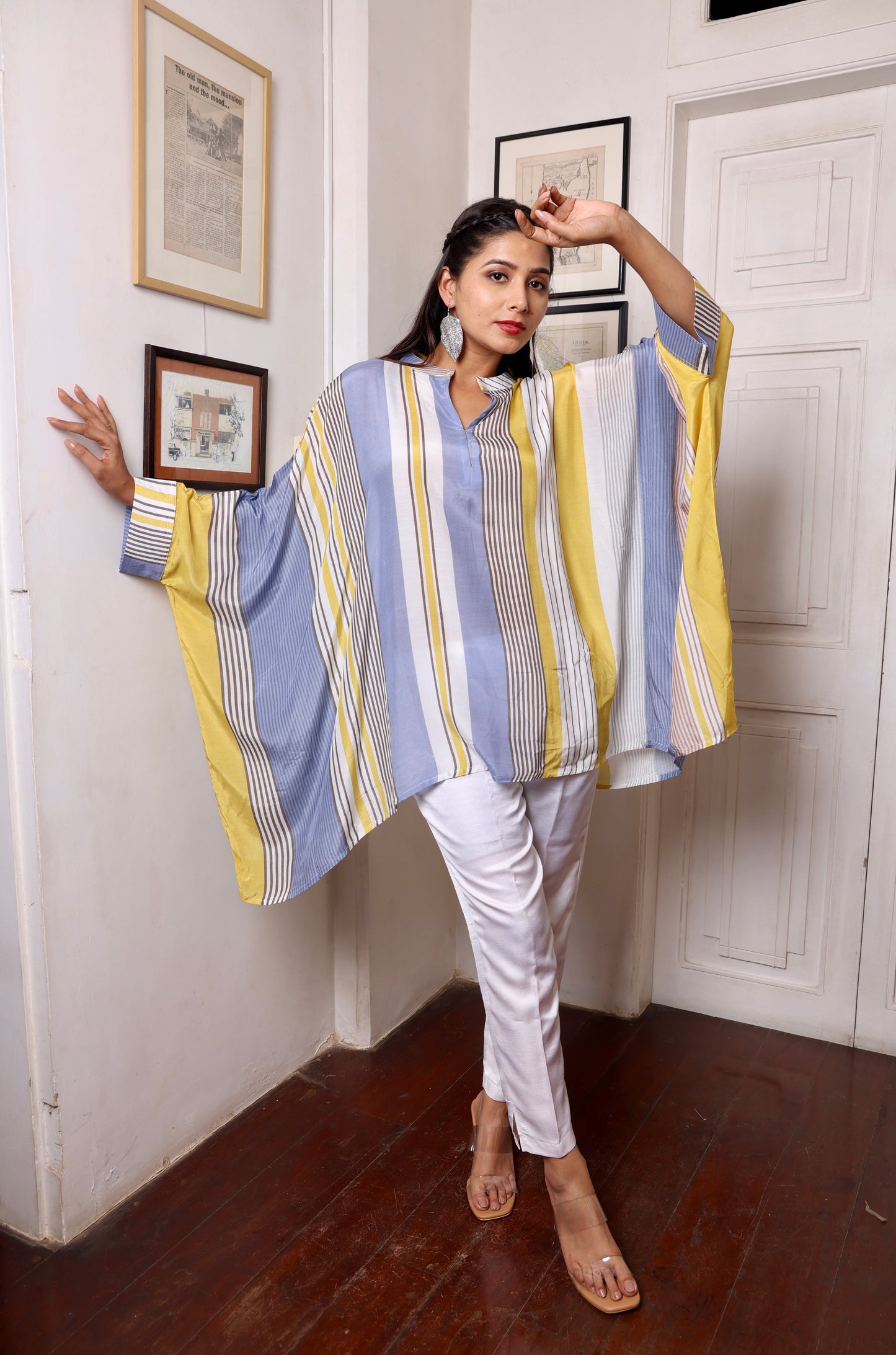 Multicolored Striped Muslin Short Kurti