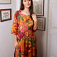 Mustard Floral Muslin Long Kurta