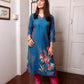 Navy Blue Floral Daaman Long Kurta