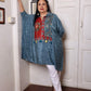 Navy Rust Muslin Cape Short Kurti