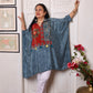 Navy Rust Muslin Cape Short Kurti