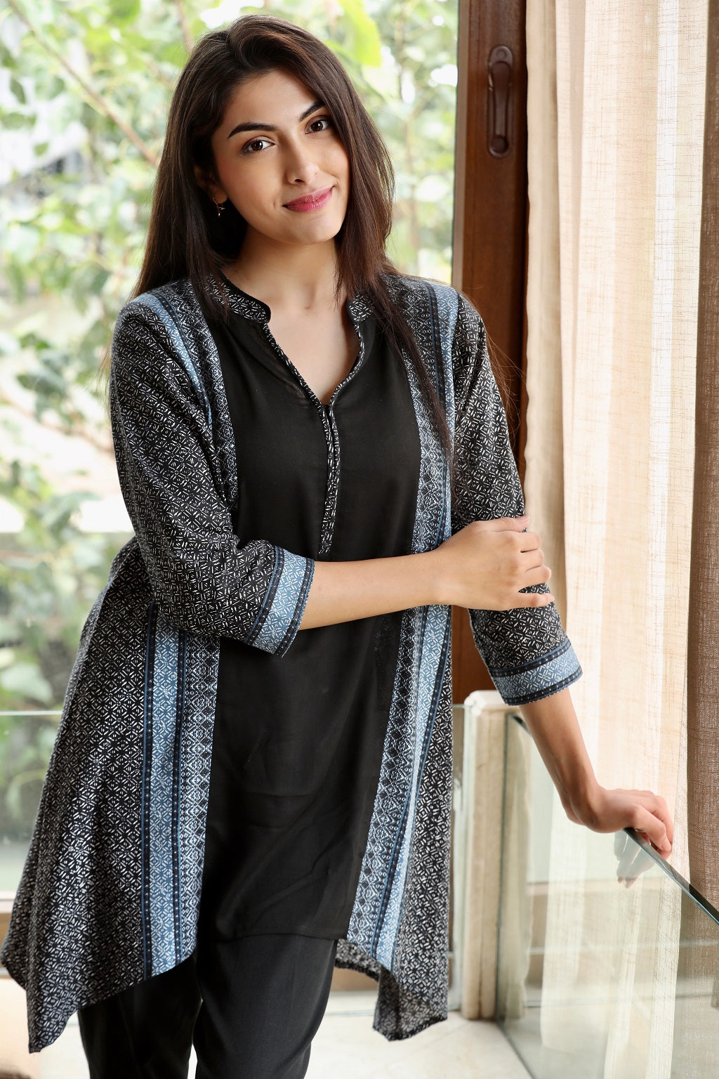 Buy Rain and Rainbow White & Blue Cotton A Line Short Kurti for Women  Online @ Tata CLiQ