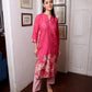 Rose Pink Muslin Floral Long Kurta