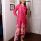 Rose Pink Muslin Floral Long Kurta