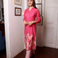 Rose Pink Muslin Floral Long Kurta