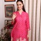 Rose Pink Muslin Floral Long Kurta