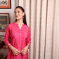 Rose Pink Muslin Floral Long Kurta