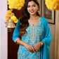 Turquoise Blue Embroidered Ethnic Suit