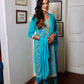 Turquoise Blue Embroidered Ethnic Suit