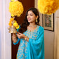 Turquoise Blue Embroidered Ethnic Suit