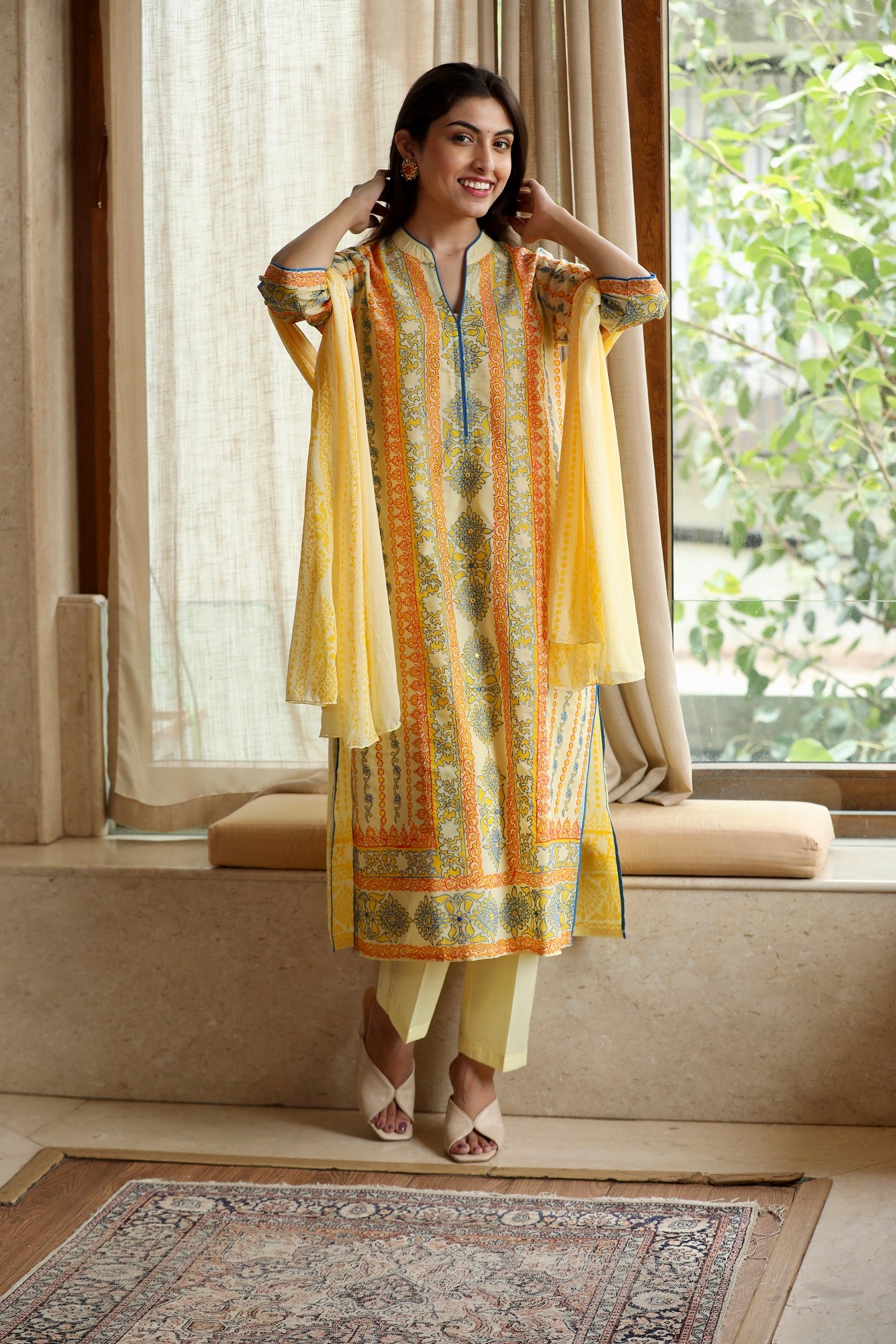 Yellow Embroidered Ethnic Suit