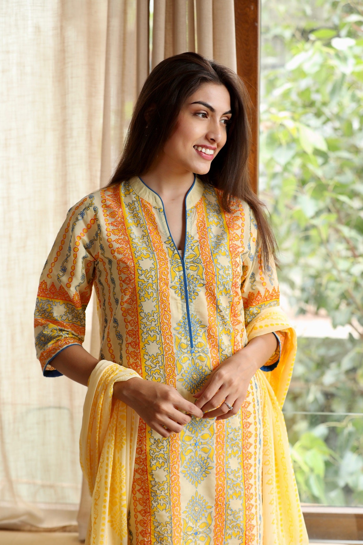 Yellow Embroidered Ethnic Suit