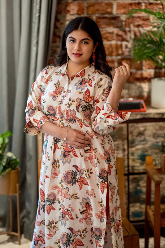 Rayon Cream Kurta