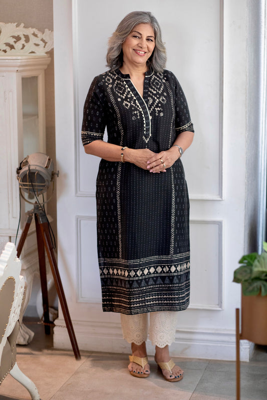Black Rayon Kurta