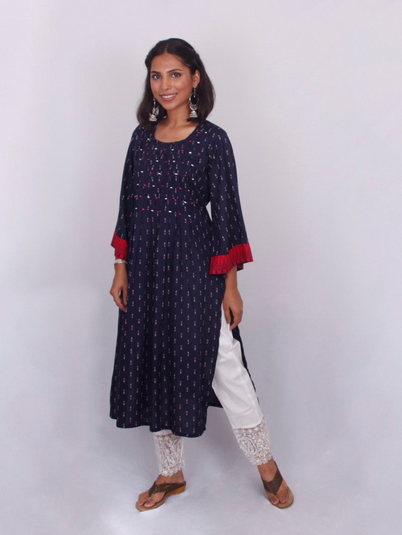 Buy Online Navy Cotton Kurti for Women  Girls at Best Prices in Biba  IndiaWORKWEA16852SS21NAV