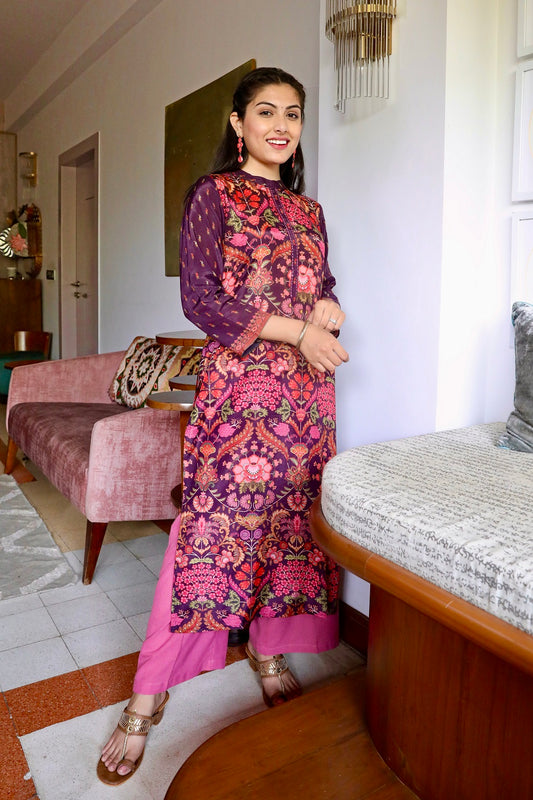 Digital Printed Muslin Long Kurta