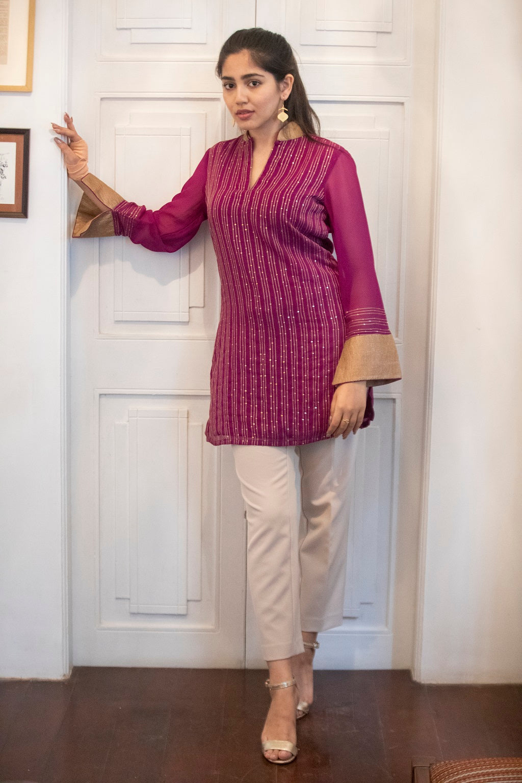 Tissue Collar Georgette Kurti